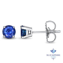 Load image into Gallery viewer, 0.91ctw Round Blue Sapphire Earrings in 14K White Gold