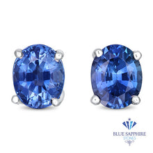 Load image into Gallery viewer, 0.96ctw Oval Blue Sapphire Earrings in 14K White Gold