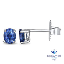 Load image into Gallery viewer, 0.96ctw Oval Blue Sapphire Earrings in 14K White Gold