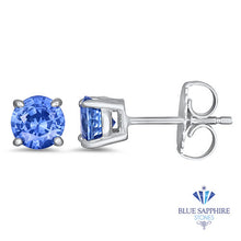 Load image into Gallery viewer, 1.10ctw Round Blue Sapphire Earrings in 14K White Gold