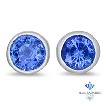 Load image into Gallery viewer, 1.17ctw Round Blue Sapphire Earrings in 14K White Gold
