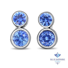 Load image into Gallery viewer, 1.42ctw Round Blue Sapphire Earrings in 14K White Gold