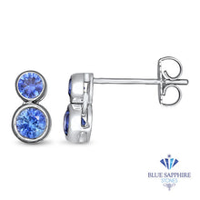 Load image into Gallery viewer, 1.42ctw Round Blue Sapphire Earrings in 14K White Gold
