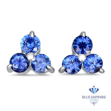 Load image into Gallery viewer, 0.77ctw Round Blue Sapphire Earrings in 14K White Gold