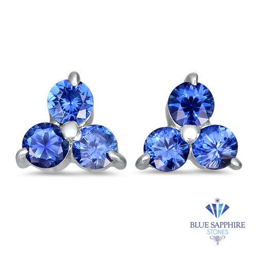0.77ctw Round Blue Sapphire Earrings in 14K White Gold