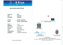 Load image into Gallery viewer, 1.28ct Unheated Round EGL Certified Padparadscha Ring with Diamond Accents in 18K White Gold