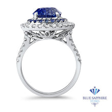 Load image into Gallery viewer, 6.08ct Pear Shaped Blue Sapphire with sapphire and diamond halo in 18K White Gold