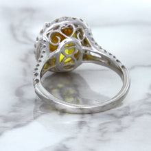 Load image into Gallery viewer, 3.64ct Oval Yellow Sapphire Ring with Diamond Halo in 18K White Gold