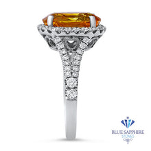 Load image into Gallery viewer, 3.64ct Oval Yellow Sapphire Ring with Diamond Halo in 18K White Gold