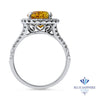 3.64ct Oval Yellow Sapphire Ring with Diamond Halo in 18K White Gold