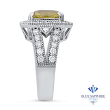 Load image into Gallery viewer, 3.64ct Radiant Yellow Sapphire Ring with Diamond Halo in 18K White Gold