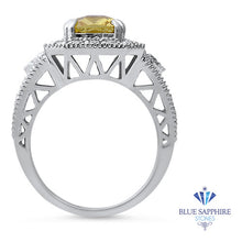 Load image into Gallery viewer, 3.64ct Radiant Yellow Sapphire Ring with Diamond Halo in 18K White Gold