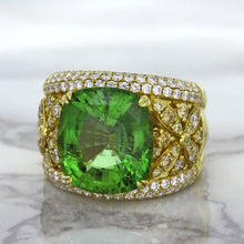 Load image into Gallery viewer, 10.07ct Cushion Tourmaline Ring with Diamond Accents in 18K Yellow Gold