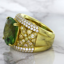 Load image into Gallery viewer, 10.07ct Cushion Tourmaline Ring with Diamond Accents in 18K Yellow Gold