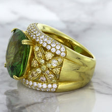 Load image into Gallery viewer, 10.07ct Cushion Tourmaline Ring with Diamond Accents in 18K Yellow Gold