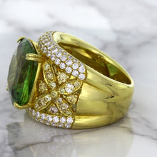 Load image into Gallery viewer, 10.07ct Cushion Tourmaline Ring with Diamond Accents in 18K Yellow Gold