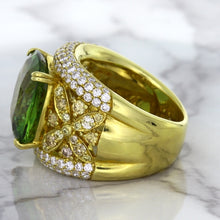 Load image into Gallery viewer, 10.07ct Cushion Tourmaline Ring with Diamond Accents in 18K Yellow Gold