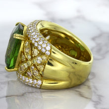 Load image into Gallery viewer, 10.07ct Cushion Tourmaline Ring with Diamond Accents in 18K Yellow Gold