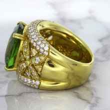 Load image into Gallery viewer, 10.07ct Cushion Tourmaline Ring with Diamond Accents in 18K Yellow Gold