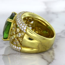 Load image into Gallery viewer, 10.07ct Cushion Tourmaline Ring with Diamond Accents in 18K Yellow Gold