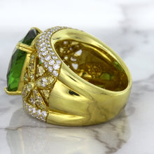 Load image into Gallery viewer, 10.07ct Cushion Tourmaline Ring with Diamond Accents in 18K Yellow Gold