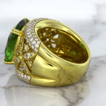 Load image into Gallery viewer, 10.07ct Cushion Tourmaline Ring with Diamond Accents in 18K Yellow Gold