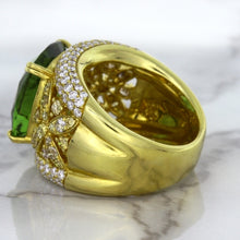 Load image into Gallery viewer, 10.07ct Cushion Tourmaline Ring with Diamond Accents in 18K Yellow Gold