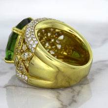 Load image into Gallery viewer, 10.07ct Cushion Tourmaline Ring with Diamond Accents in 18K Yellow Gold