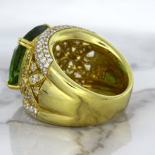 Load image into Gallery viewer, 10.07ct Cushion Tourmaline Ring with Diamond Accents in 18K Yellow Gold