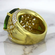 Load image into Gallery viewer, 10.07ct Cushion Tourmaline Ring with Diamond Accents in 18K Yellow Gold