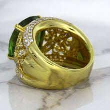 Load image into Gallery viewer, 10.07ct Cushion Tourmaline Ring with Diamond Accents in 18K Yellow Gold