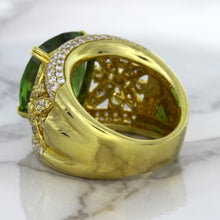 Load image into Gallery viewer, 10.07ct Cushion Tourmaline Ring with Diamond Accents in 18K Yellow Gold