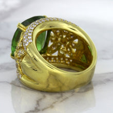 Load image into Gallery viewer, 10.07ct Cushion Tourmaline Ring with Diamond Accents in 18K Yellow Gold