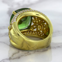 Load image into Gallery viewer, 10.07ct Cushion Tourmaline Ring with Diamond Accents in 18K Yellow Gold