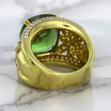 Load image into Gallery viewer, 10.07ct Cushion Tourmaline Ring with Diamond Accents in 18K Yellow Gold