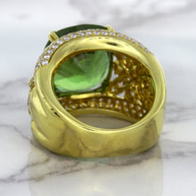 Load image into Gallery viewer, 10.07ct Cushion Tourmaline Ring with Diamond Accents in 18K Yellow Gold