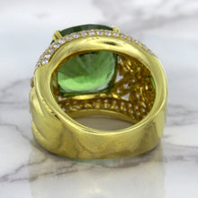 Load image into Gallery viewer, 10.07ct Cushion Tourmaline Ring with Diamond Accents in 18K Yellow Gold