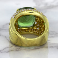 Load image into Gallery viewer, 10.07ct Cushion Tourmaline Ring with Diamond Accents in 18K Yellow Gold
