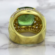 Load image into Gallery viewer, 10.07ct Cushion Tourmaline Ring with Diamond Accents in 18K Yellow Gold