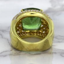 Load image into Gallery viewer, 10.07ct Cushion Tourmaline Ring with Diamond Accents in 18K Yellow Gold