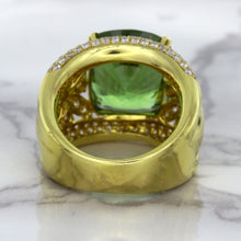 Load image into Gallery viewer, 10.07ct Cushion Tourmaline Ring with Diamond Accents in 18K Yellow Gold