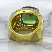 Load image into Gallery viewer, 10.07ct Cushion Tourmaline Ring with Diamond Accents in 18K Yellow Gold