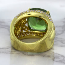 Load image into Gallery viewer, 10.07ct Cushion Tourmaline Ring with Diamond Accents in 18K Yellow Gold