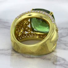 Load image into Gallery viewer, 10.07ct Cushion Tourmaline Ring with Diamond Accents in 18K Yellow Gold