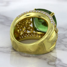 Load image into Gallery viewer, 10.07ct Cushion Tourmaline Ring with Diamond Accents in 18K Yellow Gold