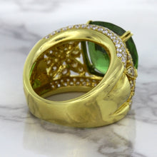 Load image into Gallery viewer, 10.07ct Cushion Tourmaline Ring with Diamond Accents in 18K Yellow Gold