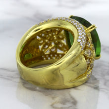 Load image into Gallery viewer, 10.07ct Cushion Tourmaline Ring with Diamond Accents in 18K Yellow Gold