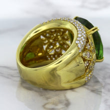 Load image into Gallery viewer, 10.07ct Cushion Tourmaline Ring with Diamond Accents in 18K Yellow Gold