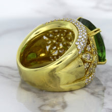 Load image into Gallery viewer, 10.07ct Cushion Tourmaline Ring with Diamond Accents in 18K Yellow Gold