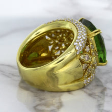 Load image into Gallery viewer, 10.07ct Cushion Tourmaline Ring with Diamond Accents in 18K Yellow Gold